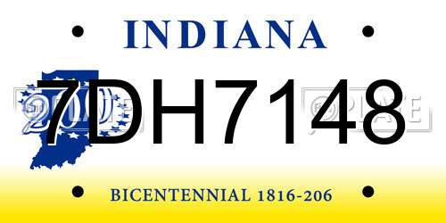 7DH7148 Indiana License Plate
