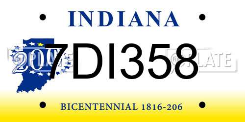 7DI358 Indiana License Plate