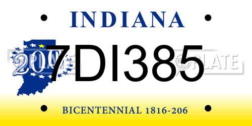 7DI385 Indiana License Plate