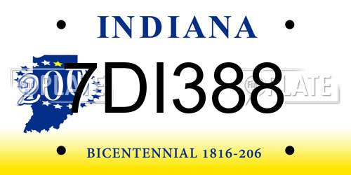 7DI388 Indiana License Plate