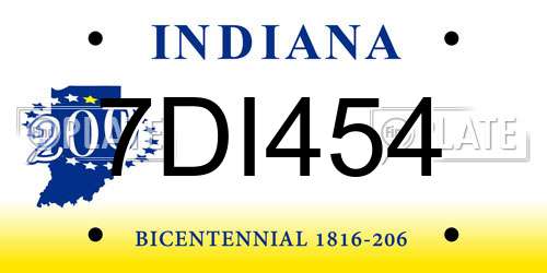 7DI454 Indiana License Plate