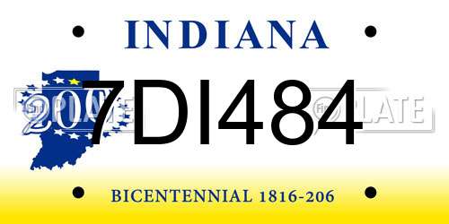 7DI484 Indiana License Plate