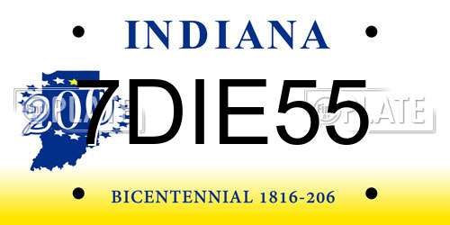 7DIE55 Indiana License Plate