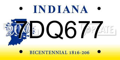 7DQ677 Indiana License Plate