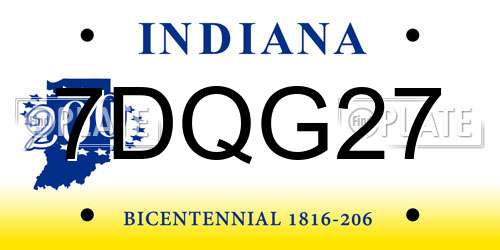 7DQG27 Indiana License Plate