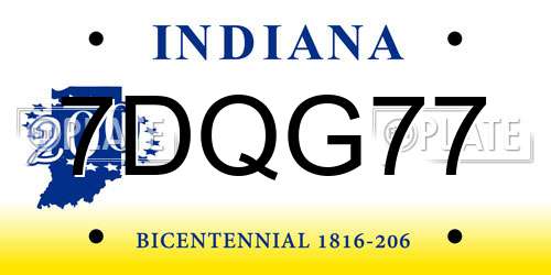 7DQG77 Indiana License Plate