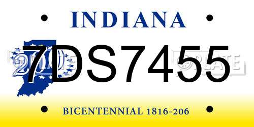7DS7455 Indiana License Plate