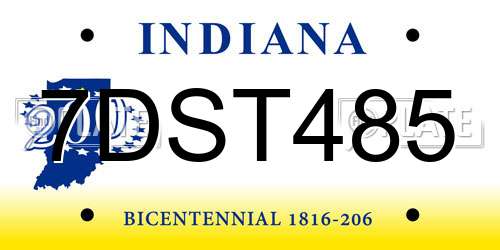 7DST485 Indiana License Plate