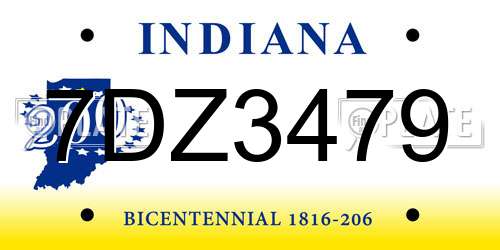 7DZ3479 Indiana License Plate