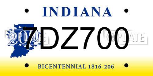 7DZ700 Indiana License Plate