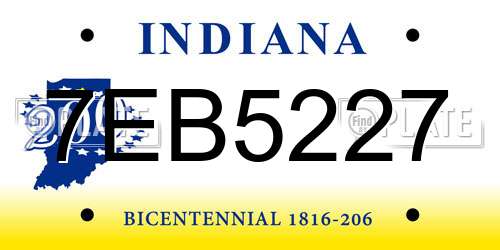 7EB5227 Indiana License Plate