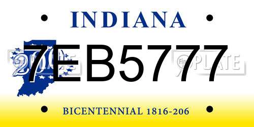 7EB5777 Indiana License Plate
