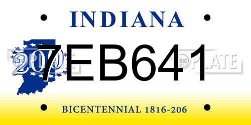 7EB641 Indiana License Plate