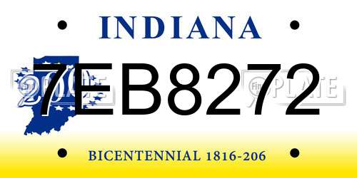 7EB8272 Indiana License Plate