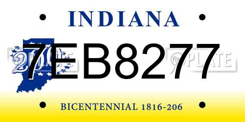 7EB8277 Indiana License Plate