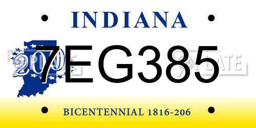 7EG385 Indiana License Plate