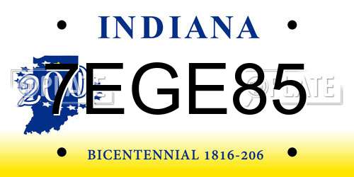 7EGE85 Indiana License Plate