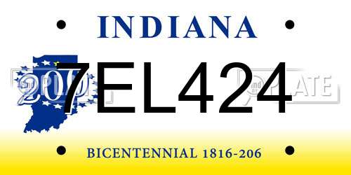7EL424 Indiana License Plate