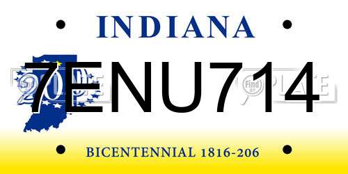 7ENU714 Indiana License Plate