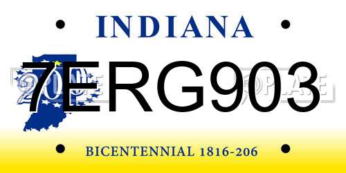 7ERG903 Indiana License Plate