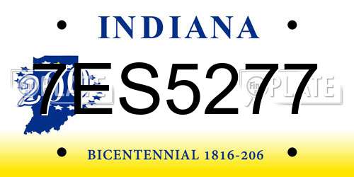 7ES5277 Indiana License Plate