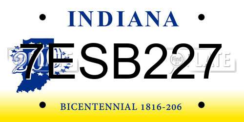 7ESB227 Indiana License Plate