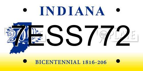 7ESS772 Indiana License Plate