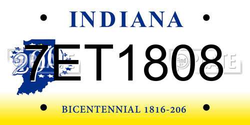 7ET1808 Indiana License Plate