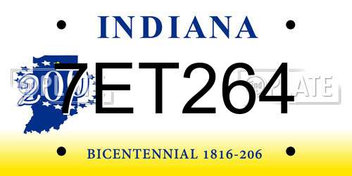 7ET264 Indiana License Plate