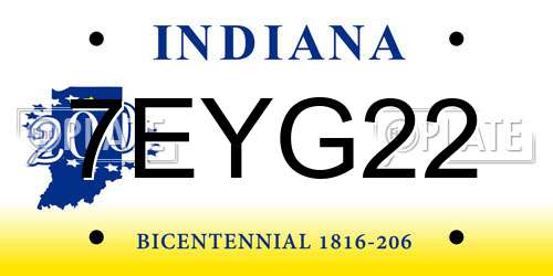 7EYG22 Indiana License Plate