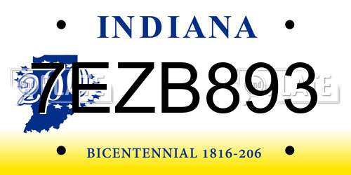 7EZB893 Indiana License Plate
