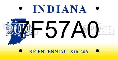 7F57A0 Indiana License Plate
