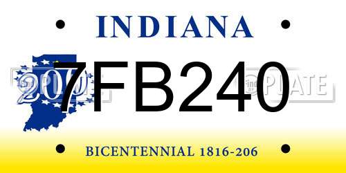 7FB240 Indiana License Plate