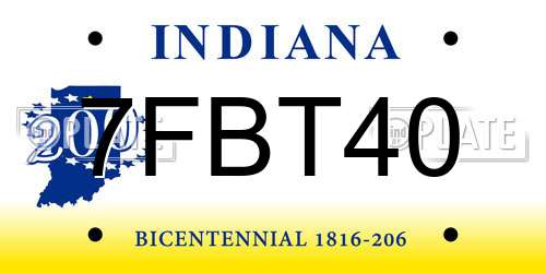 7FBT40 Indiana License Plate