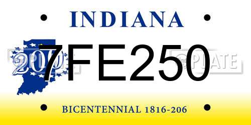 7FE250 Indiana License Plate