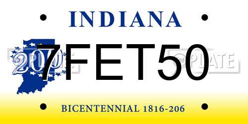 7FET50 Indiana License Plate