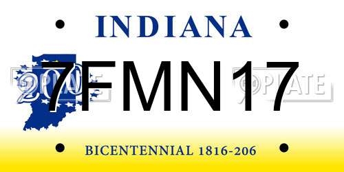 7FMN17 Indiana License Plate