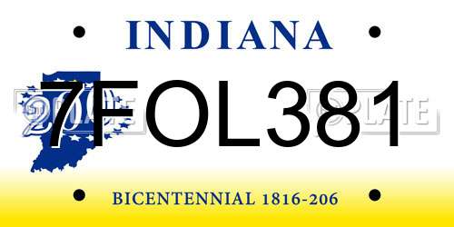 7FOL381 Indiana License Plate