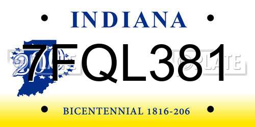 7FQL381 Indiana License Plate