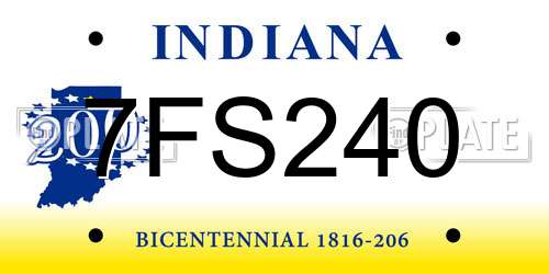7FS240 Indiana License Plate