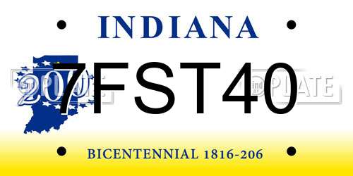7FST40 Indiana License Plate