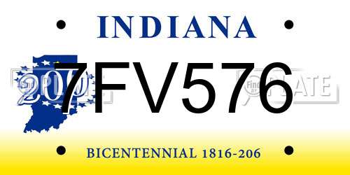 7FV576 Indiana License Plate