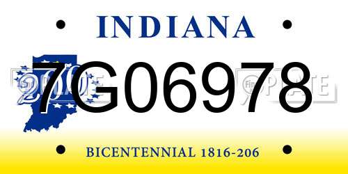 7G06978 Indiana License Plate