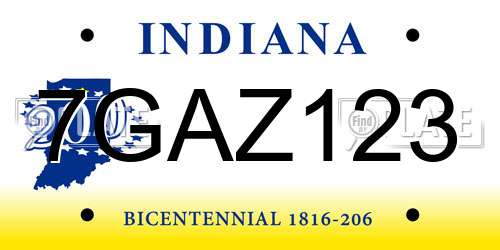7GAZ123 Indiana License Plate