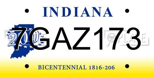 7GAZ173 Indiana License Plate