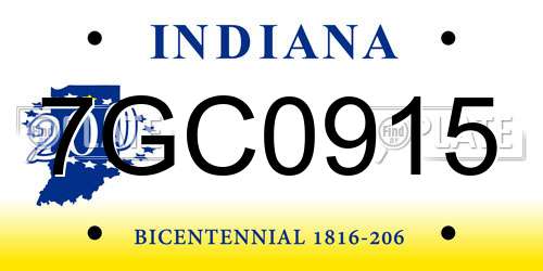 7GC0915 Indiana License Plate