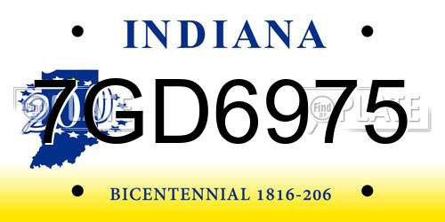 7GD6975 Indiana License Plate