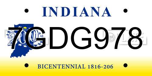 7GDG978 Indiana License Plate