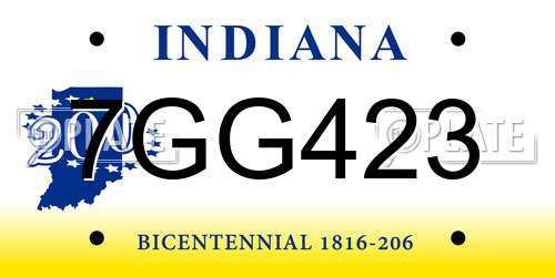 7GG423 Indiana License Plate