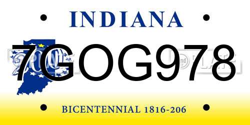 7GOG978 Indiana License Plate